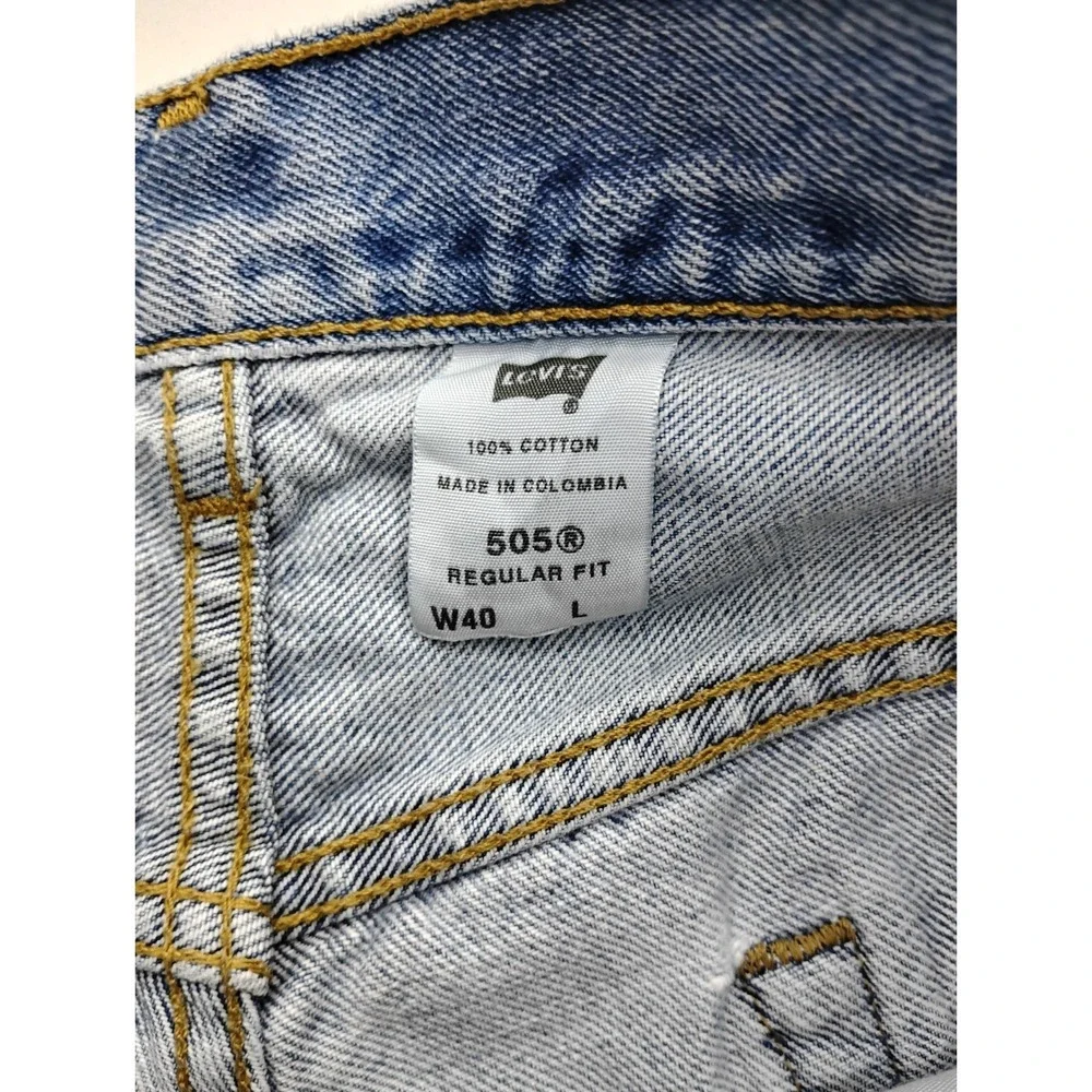 Levi's 505 Jorts Mens Denim Shorts Size 40 Distressed Medium Wash 9in Y2K